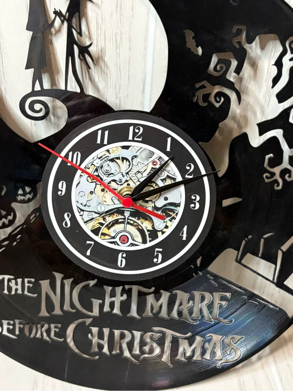 The Nightmare Before Christmas vinyl record clock